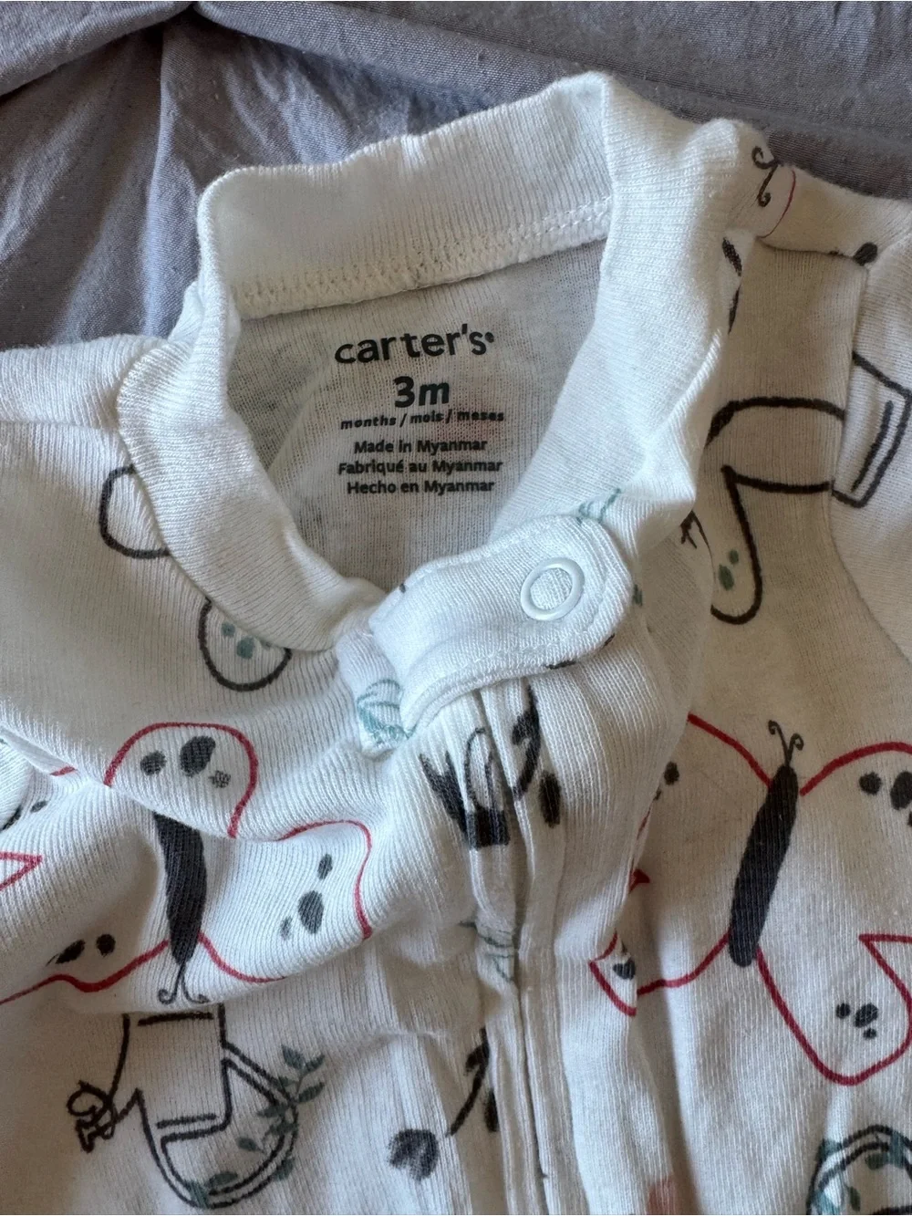 Carter's Cream Butterfly & Cherry Zip-Up Footed Pajamas